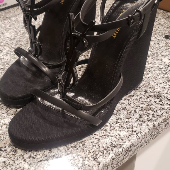 Saint Laurent YSL Cassandra Wedge Heel Shoe - Picture 9 of 10